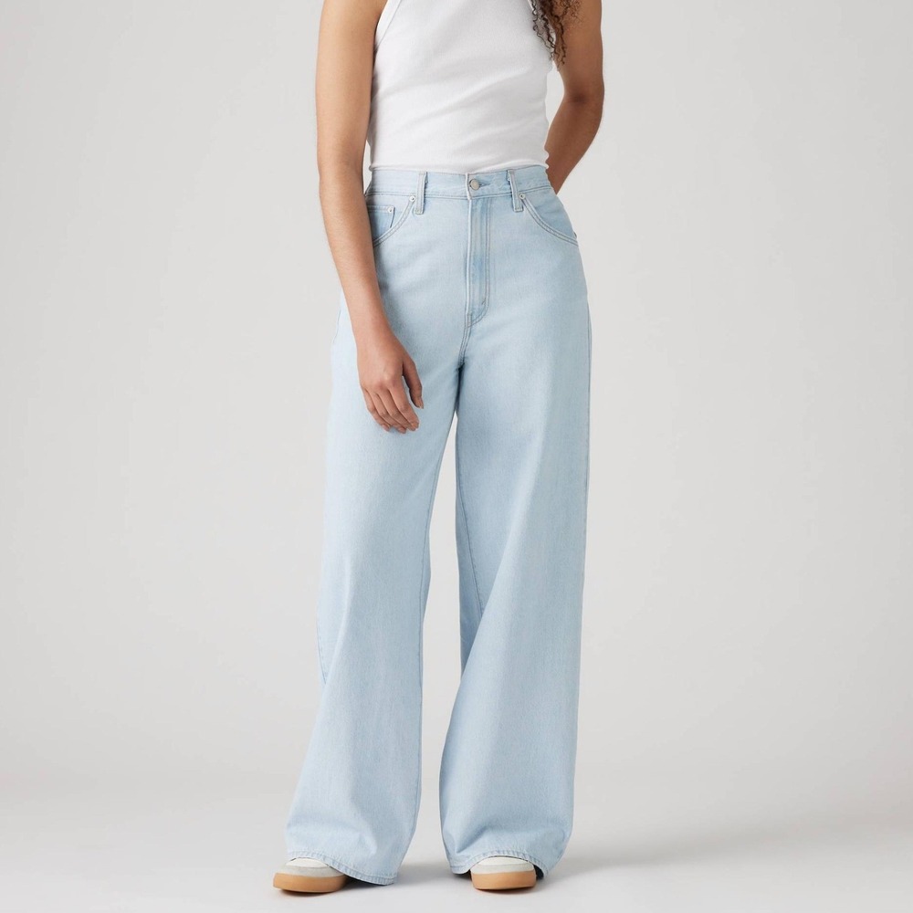 Levis Cinch Baggy Light Blue Wash Wide Leg High Rise Jeans Womens 32